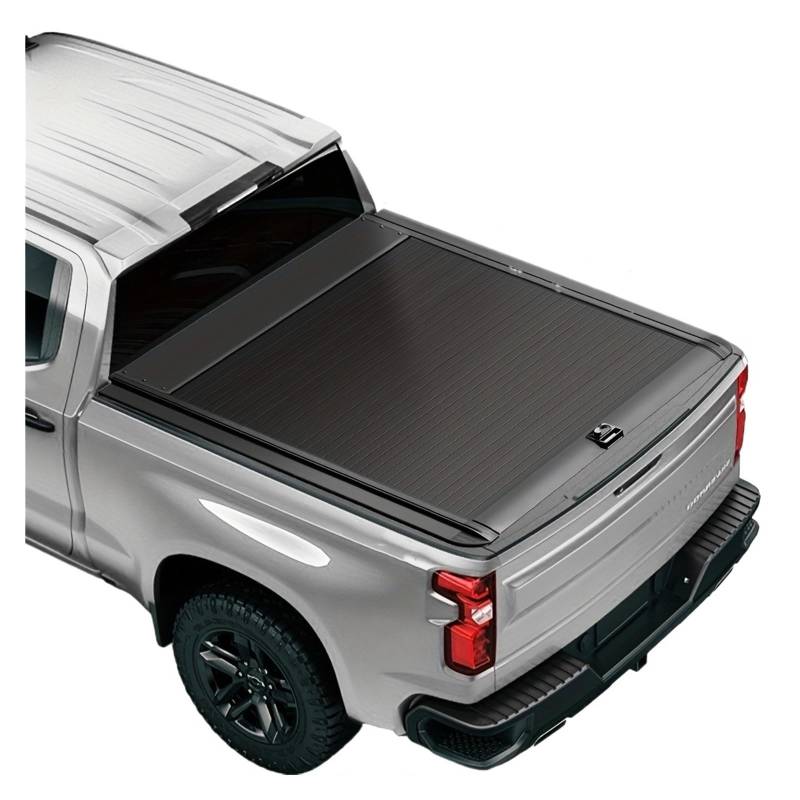 HTAQYU 5'8"/69,9" einziehbare Harte Laderaumabdeckung aus Aluminium, kompatibel mit Chevy Silverado GMC Sierra 1500 2005–2024, 5,8 Fuß Pickup-Truck-Ladefläche(Combination Lock) von HTAQYU