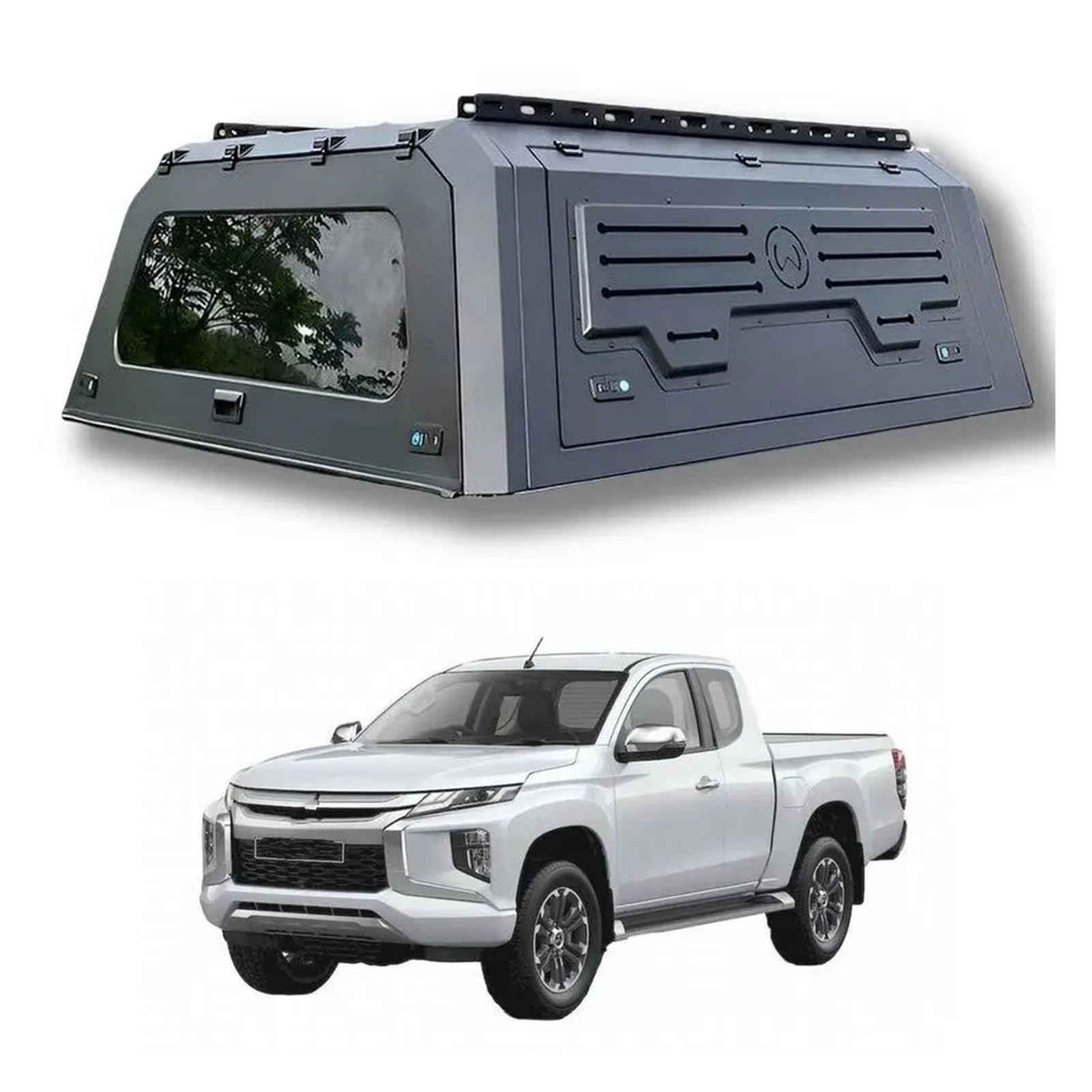 HTAQYU Laderaumabdeckung for Pickup-Truck-Ladefläche, Pick-up-Truck-Aufsatz, kompatibel mit Mitsubishi Triton L200 2001–2025, Laderaumabdeckung mit Schloss, keine Bohrinstallation, Hardtop-Baldachin(S von HTAQYU