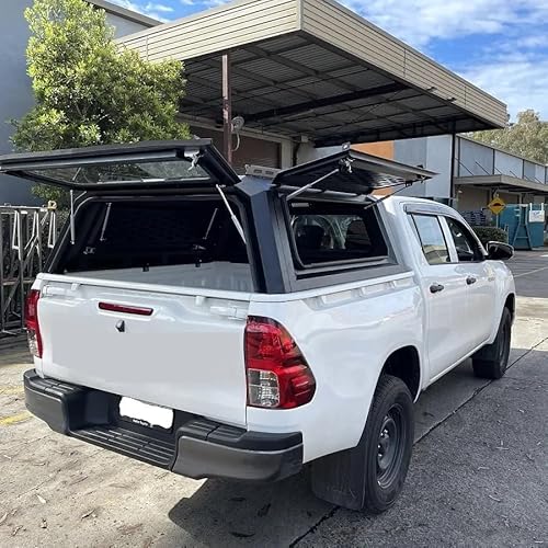 HTAQYU Laderaumabdeckung for Pickup-Truck-Ladefläche, Pick-up-Truck-Aufsatz, kompatibel mit Toyota Hilux TRD 2000–2025, Laderaumabdeckung mit Schloss, keine Bohrinstallation, Hardtop-Überdachung(Style von HTAQYU