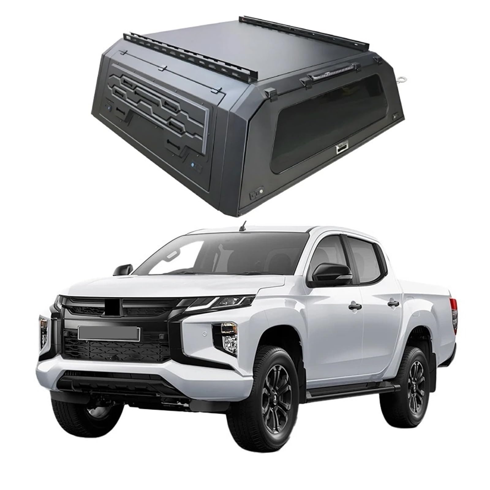 HTAQYU Laderaumabdeckung for Pickup-Truck-Ladefläche, Pick-up-Truck-Aufsatz, kompatibel mit Toyota Mitsubishi Triton 2002–2025, Laderaumabdeckung mit Schloss, keine Bohrinstallation, Hardtop-Überdachu von HTAQYU