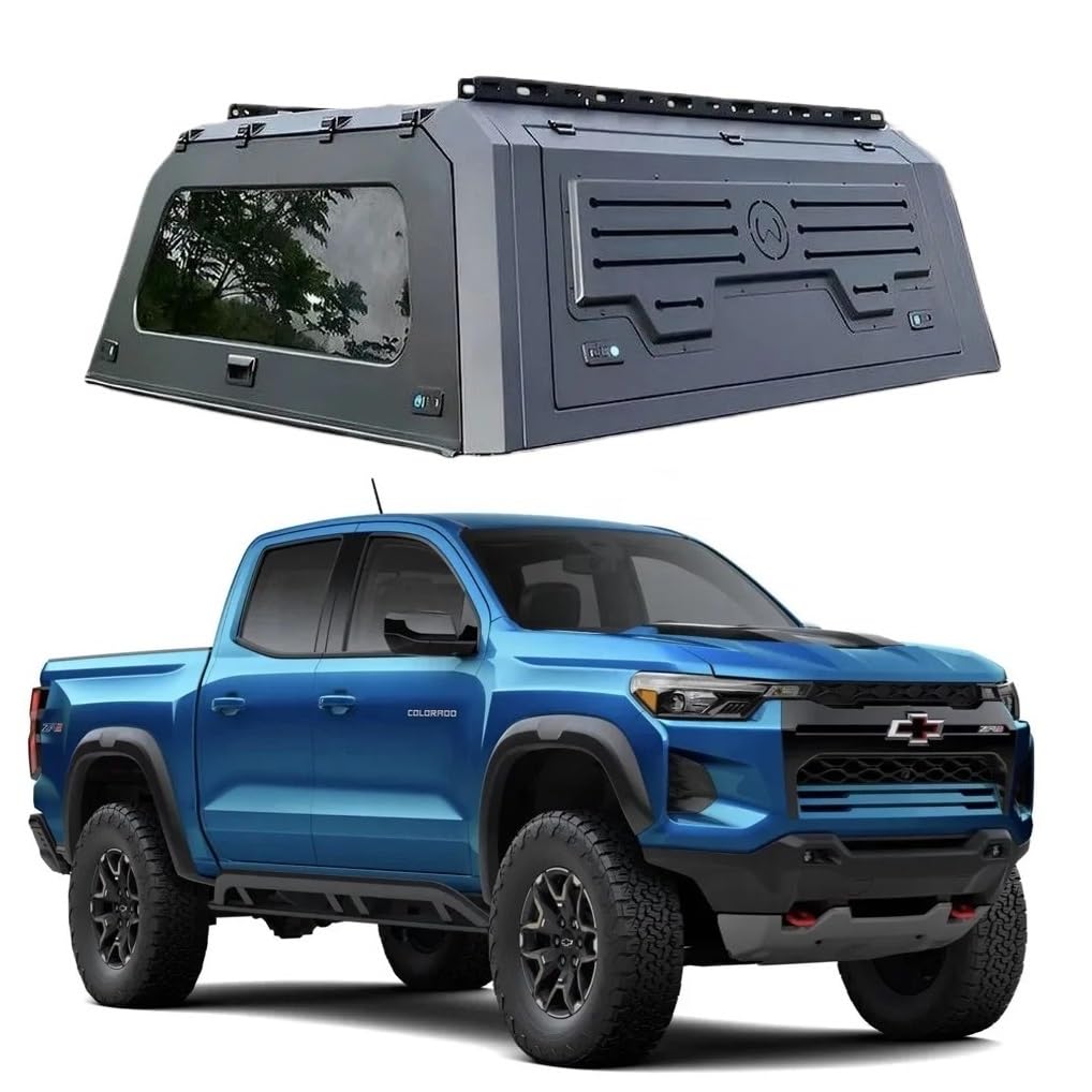 HTAQYU Maßgeschneidertes Hardtop-Aluminium-Vordach, Tonneau-Abdeckung, Pickup-Truck-Ladeflächen-Überdachung, LKW-Topper-Zubehör, kompatibel mit Dodge Ram 1500, 5,7 Fuß Bettabdeckung mit Schloss(Style von HTAQYU