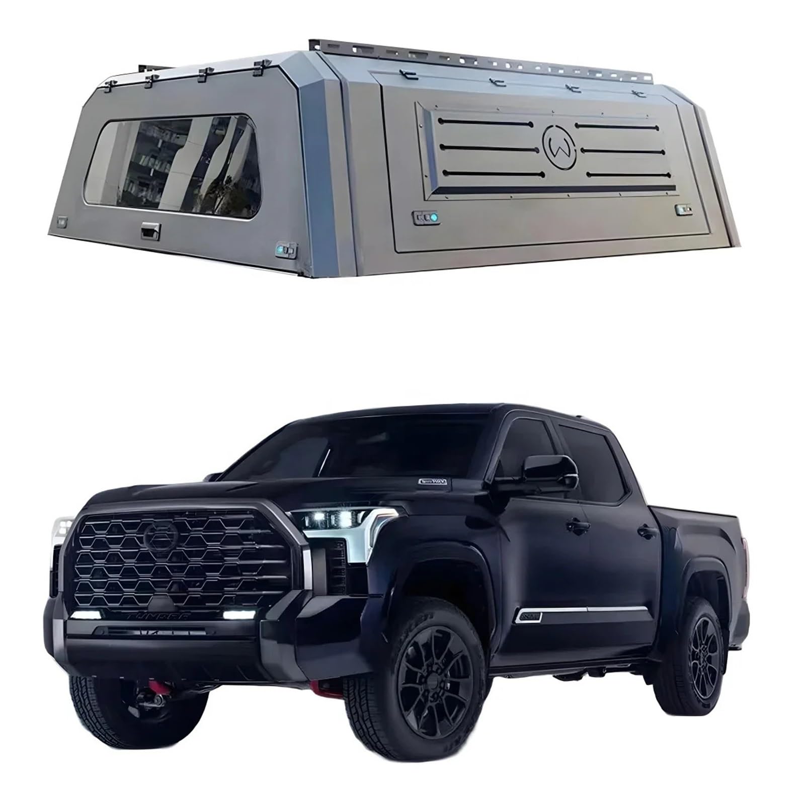 HTAQYU Überdachung for Wohnmobile, Pickups, Hardtop, Topper, LKW-Überdachung, kompatibel mit Toyota Tundra Rocco Tacoma, Bettdecke mit Schloss, LKW-Ladefläche(Style a: Standard Side Window) von HTAQYU