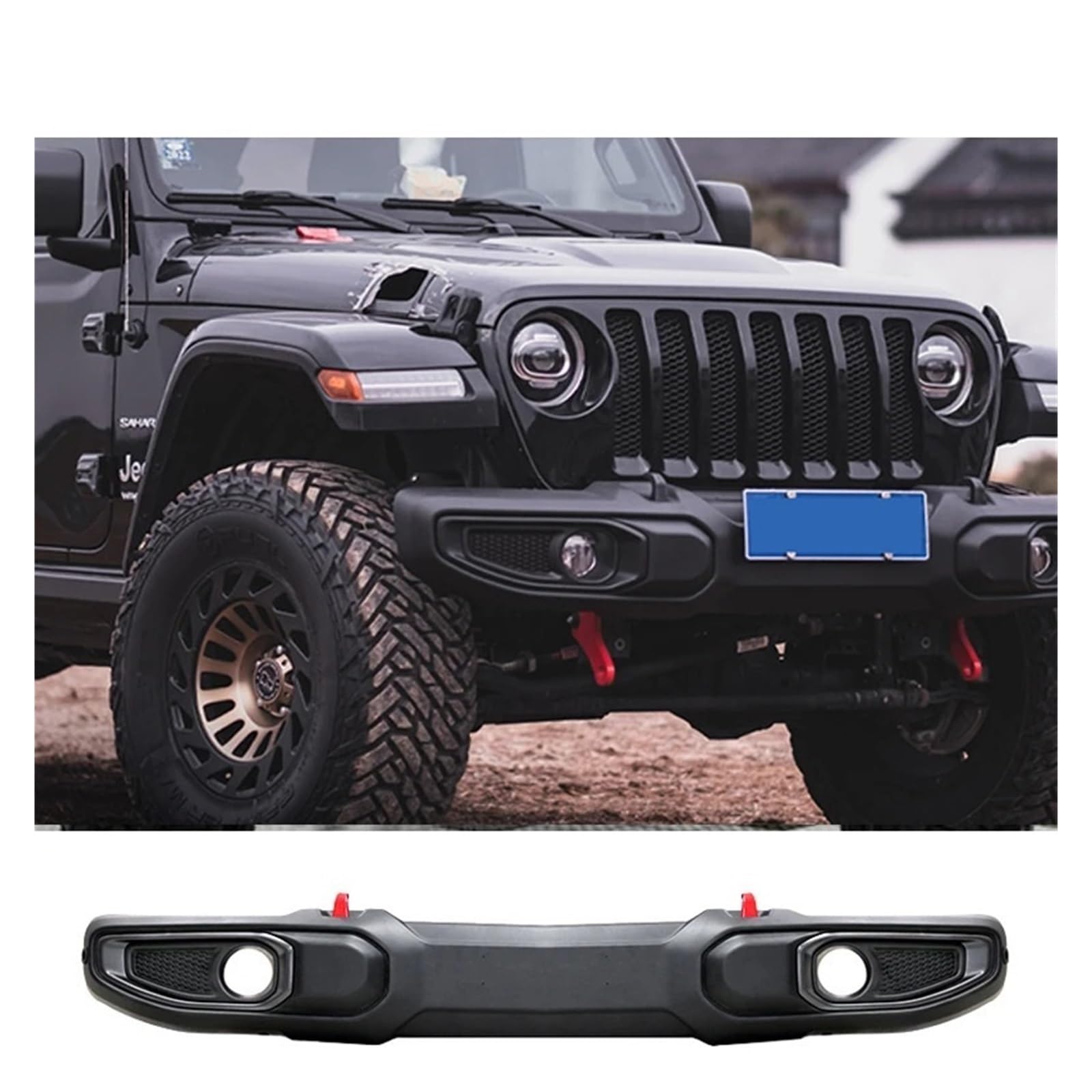 Kompatibel for Jeep 4 * 4, kompatibel for Wrangler JK JL 2007–2022, 10. Jahrestag, Frontstoßstange, ABS-Kunststoff, Auto-Autoteil(JL) von HTAQYU