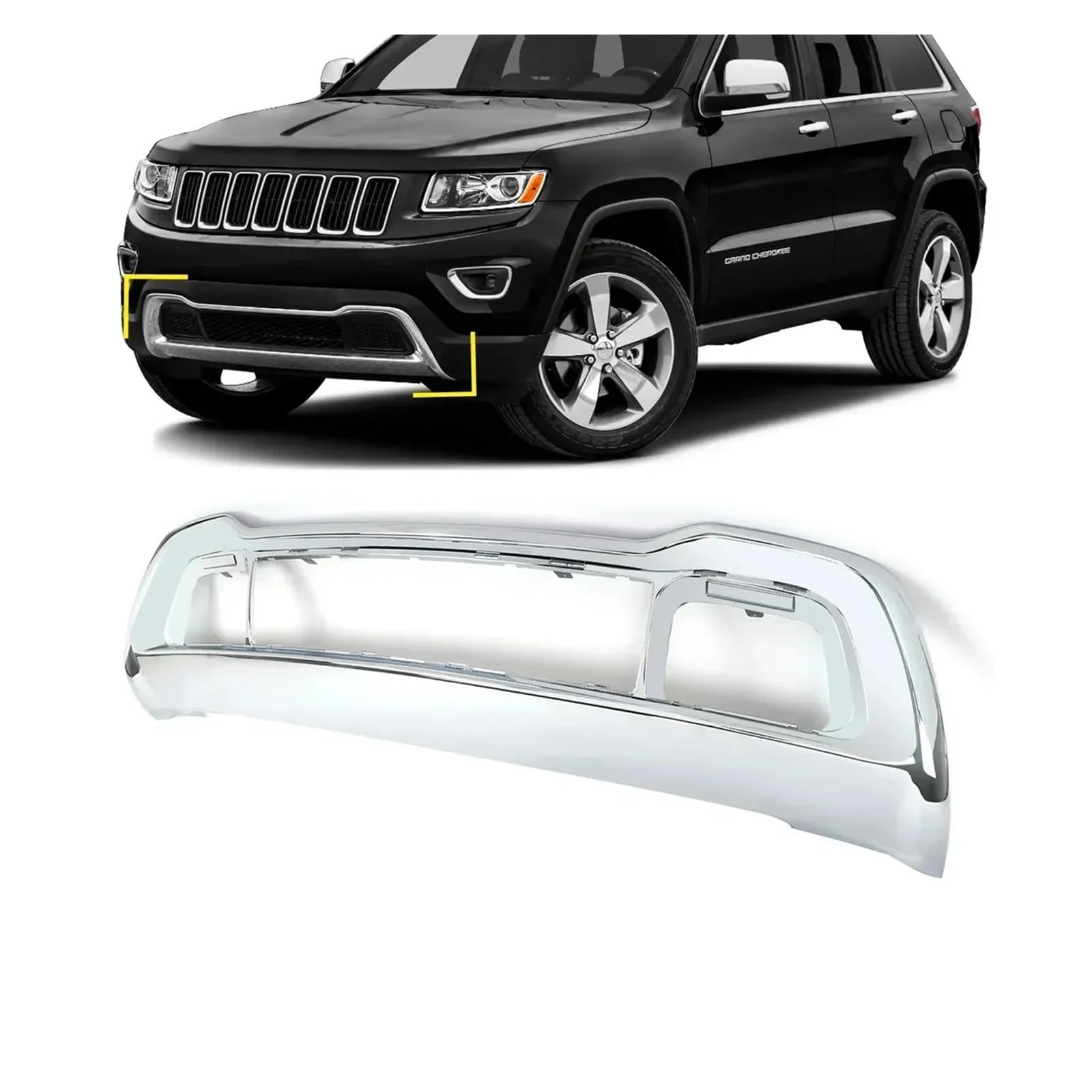 Kompatibel for Jeep Grand Cherokee 2014 2015 2016 Frontstoßstange unterer Kühlergrill Zierleisten Chrom Kühlergrillrahmen 68143105AC Rahmenblende von HTAQYU