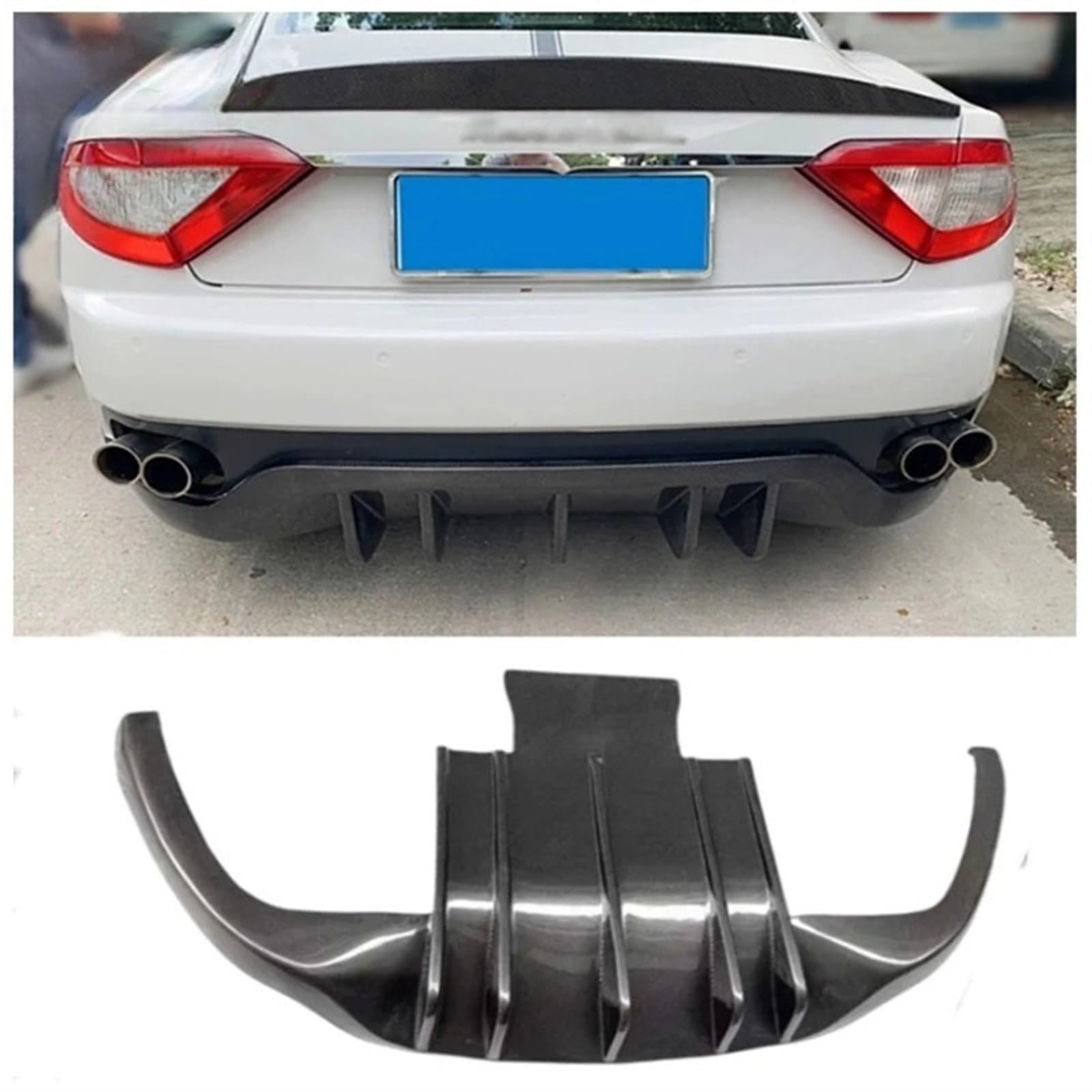 Kompatibel mit Maserati GT GTS GC 2007–2015, Auto-Kohlefaser-Kofferraumstoßstange, Heckspoilerlippe, Diffusor, Splitter, Schutzabdeckung(Carbon Fiber1) von HTAQYU