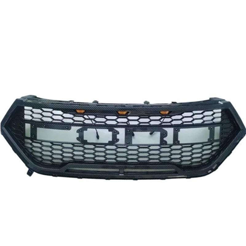 Kühlergrill kompatibel for Ford Edge 2015–2018, Upgrade F150 Raptor Style, Auto-Stoßstangengrill, Schwarz/Carbon-Renngitter mit LED-Leuchten(Carbon Pattern) von HTAQYU