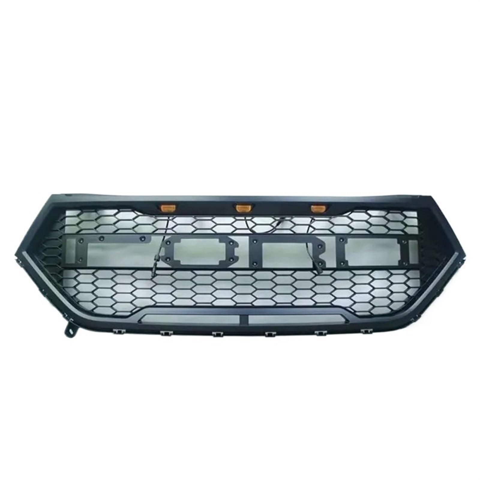 Kühlergrill kompatibel for Ford Edge 2015–2018, Upgrade F150 Raptor Style, Auto-Stoßstangengrill, Schwarz/Carbon-Renngitter mit LED-Leuchten(Matte Black1) von HTAQYU