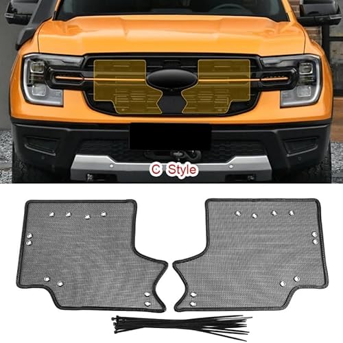 Lufteinlass Schützen Abdeckung Kompatibel for Ford Ranger EVREST U704 P703 2023 2024 2025 Airin Vent Racing Grill Filter Net(C Style) von HTAQYU