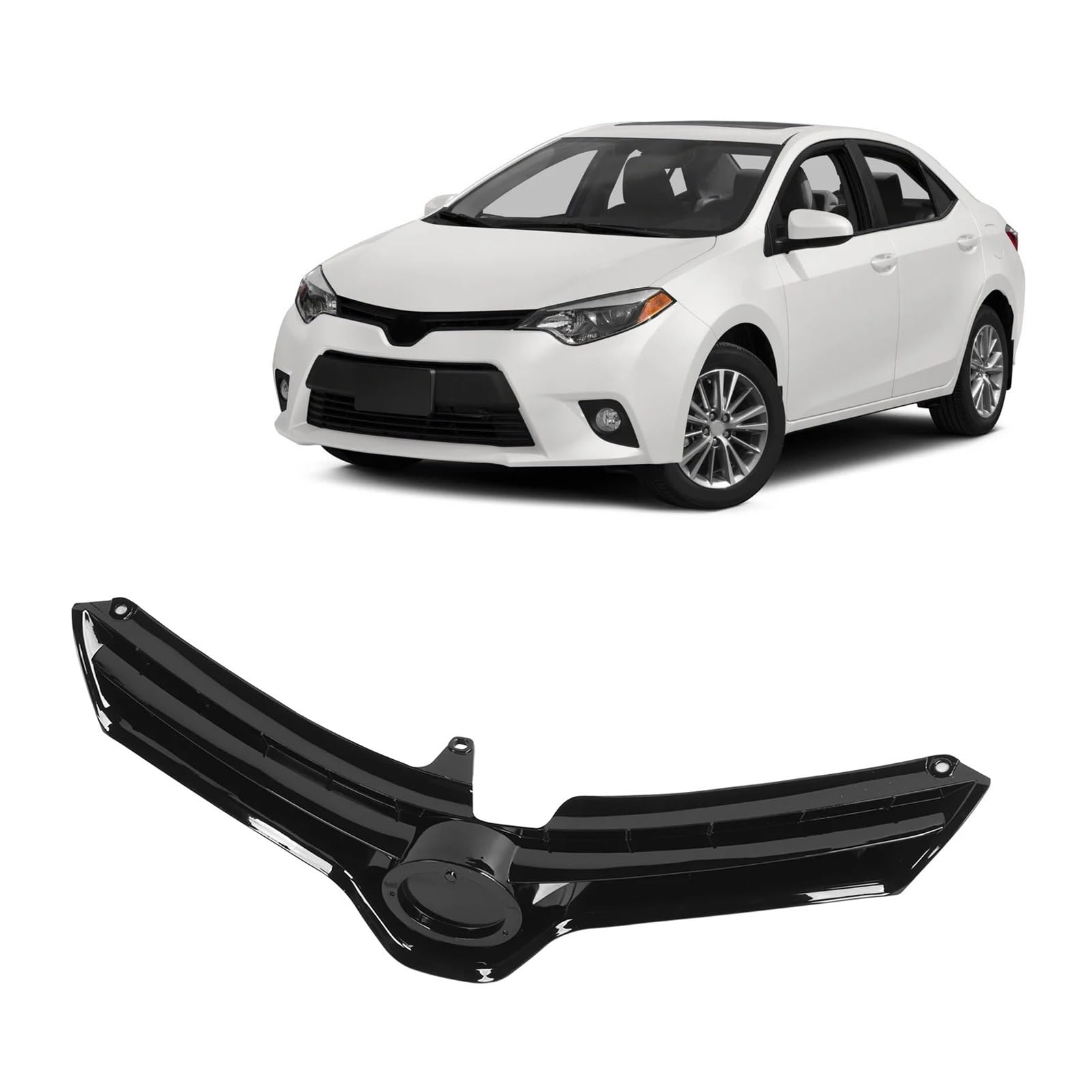 Oberer Kühlergrill for die Frontstoßstange, 53100 02560, Ersatz for die obere Haubengrillabdeckung, kompatibel mit Toyota Corolla L LE CE 2014 bis 2016, Schwarz von HTAQYU