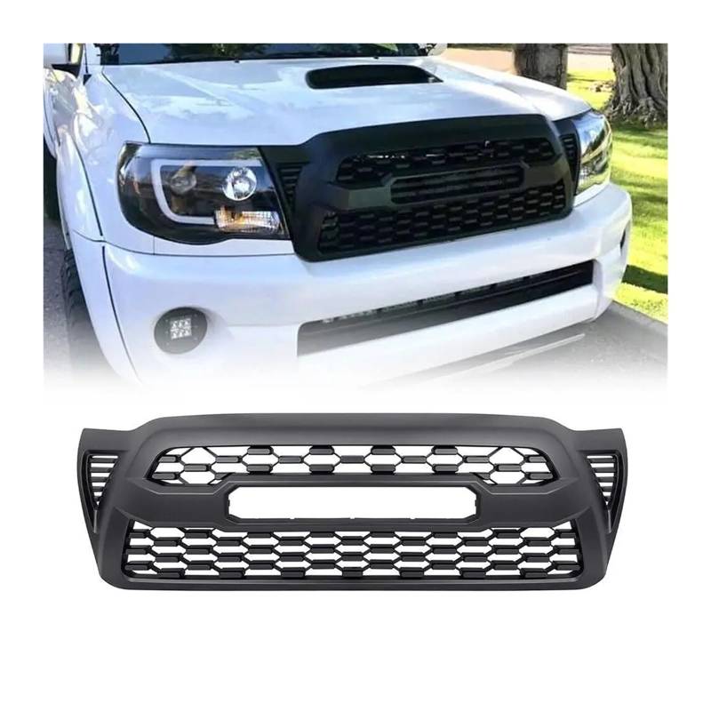 Oberer Kühlergrill for die vordere Stoßstange, passend for Toyota Tacoma 2005–2011, Mattschwarz, ABS, Lufteinlassgitter, Kühlergrillabdeckung for die vordere Stoßstange von HTAQYU