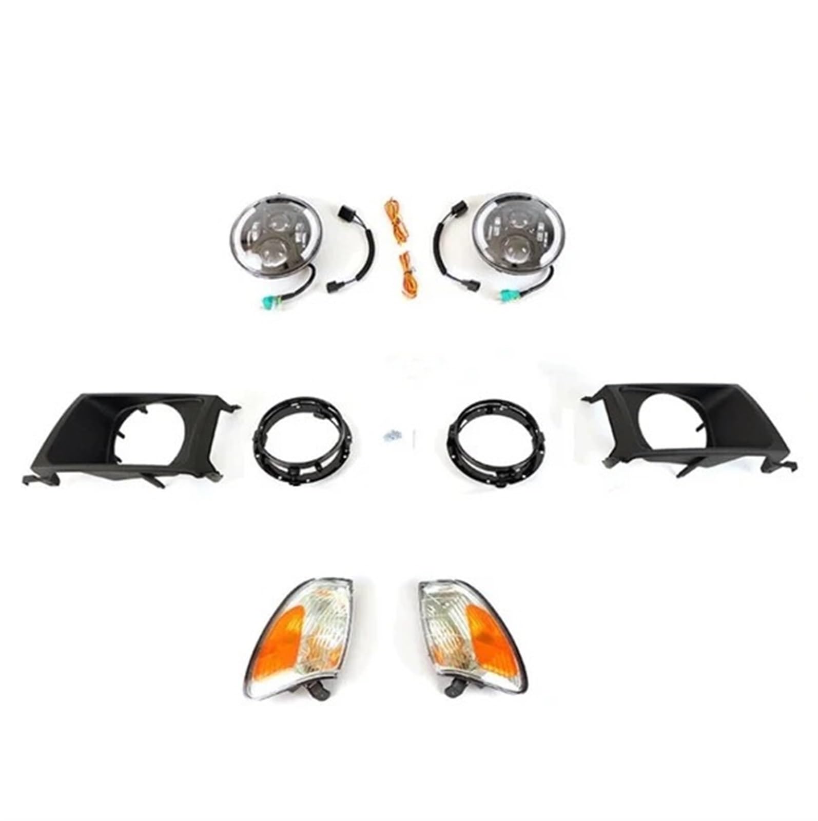 Oberer Kühlergrill for die vordere Stoßstange mit bernsteinfarbenem LED-Lampenschirm. Kompatibel for Toyota Land Cruiser LC100 + Front-LED-Scheinwerferzubehör 1998-2006(3 lamp) von HTAQYU