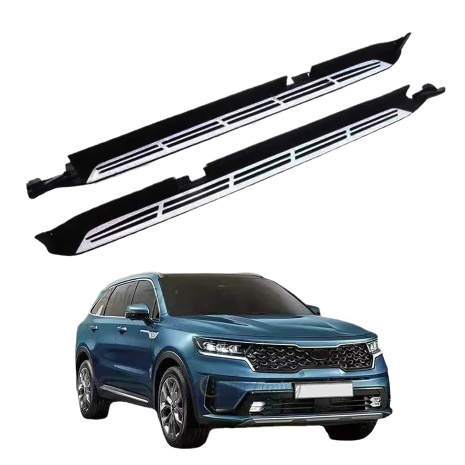 Seite Schritt Nerf Bar Trittbrett Kompatibel for KIA Sorento MQ4 2021 2022 2023 2024 2025, Mode Modell, Last 250 kg, freies Bohren(Elegant Model) von HTAQYU