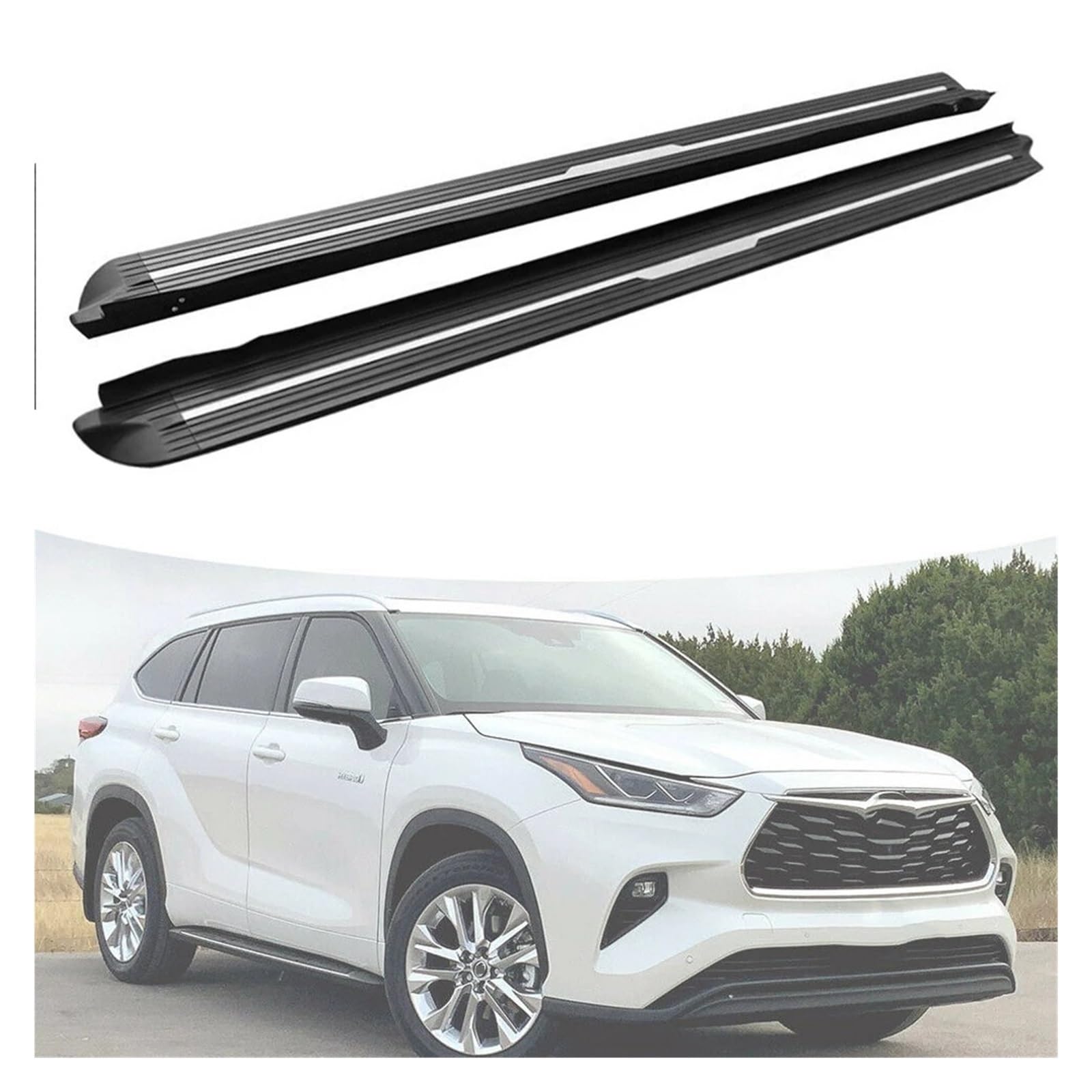 Trittbretter Seite Schritt Pedal Nerf Bar Kompatibel Kompatibel for Toyota Highlander XU70 2020 2021 2022 2023 von HTAQYU