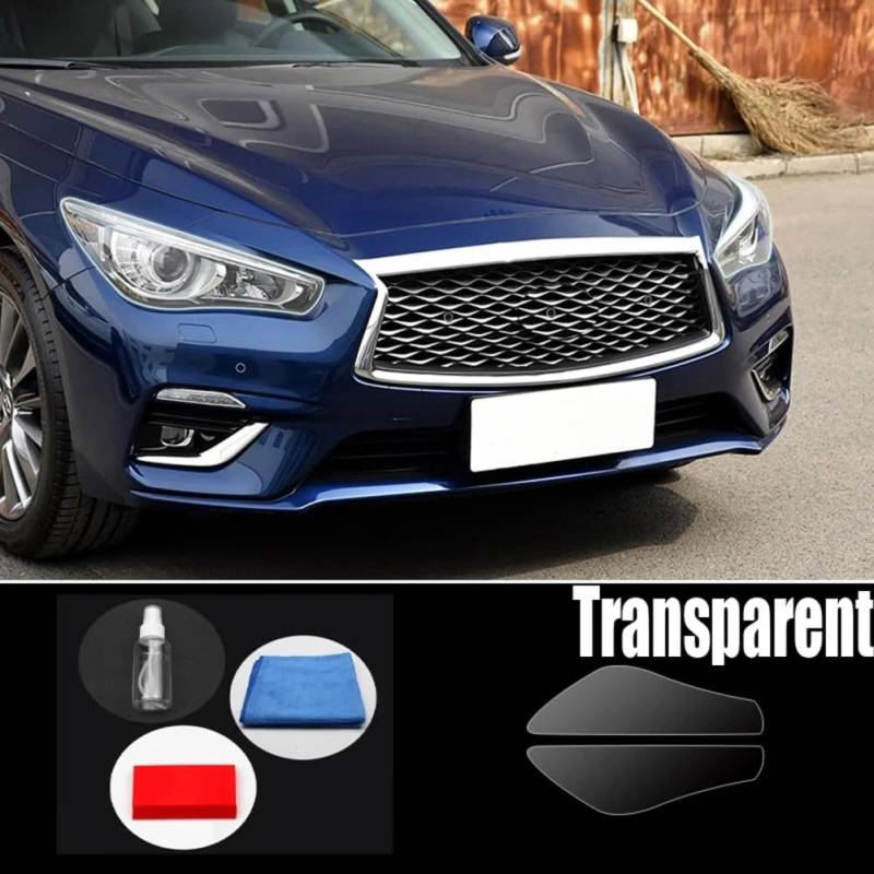 1 Paar TPU-Autoscheinwerfer-Schutzfolie, Somke, Schwarz/Transparent, Kratzfest, für Infiniti Q50 2014-2021, Zubehör von HTDVIG