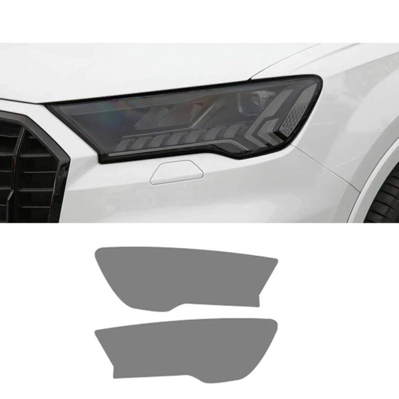 2-teilige vorgeschnittene TPU-Scheinwerferfolie für Autos, transparent/rauchschwarz, Schutzaufkleber, für Audi Q7 2016–2020, Außenzubehör von HTDVIG