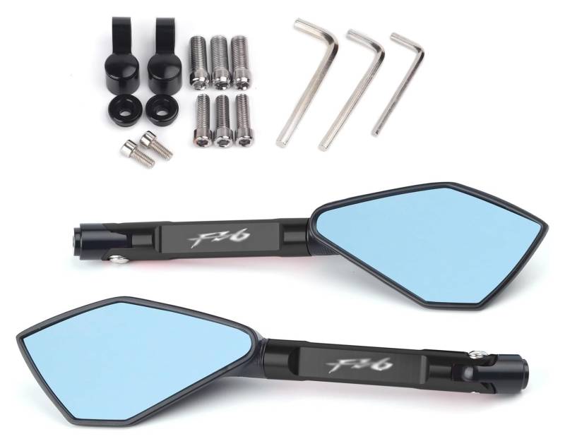 Motorrad Lenkerspiegel Für YAM&AHA FZ6 FZ6 FZ6N FZ6S FAZER Motorradspiegel CNC Seitenrückspiegel Blau Anti-Glare(Black Big-Mirror) von HTGMTGPACC