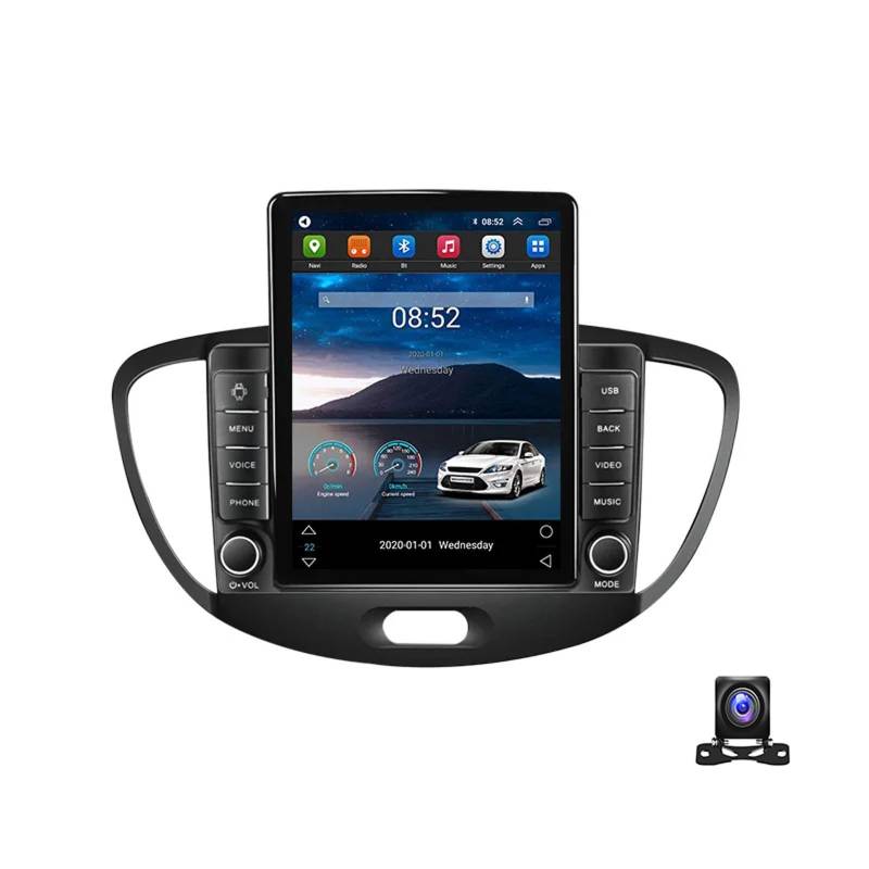 HTNEEGIE Android 13 Autoradio Bluetooth 2 Din Mit 9.7 Zoll Bildschirm Kompatibel mit Hyundai Grand I10 2007~2013 Mit Navi Multimedia MP5 Player Mit AHD Rückfahrkamera/RDS/DSP/Car-Play,TS400 von HTNEEGIE