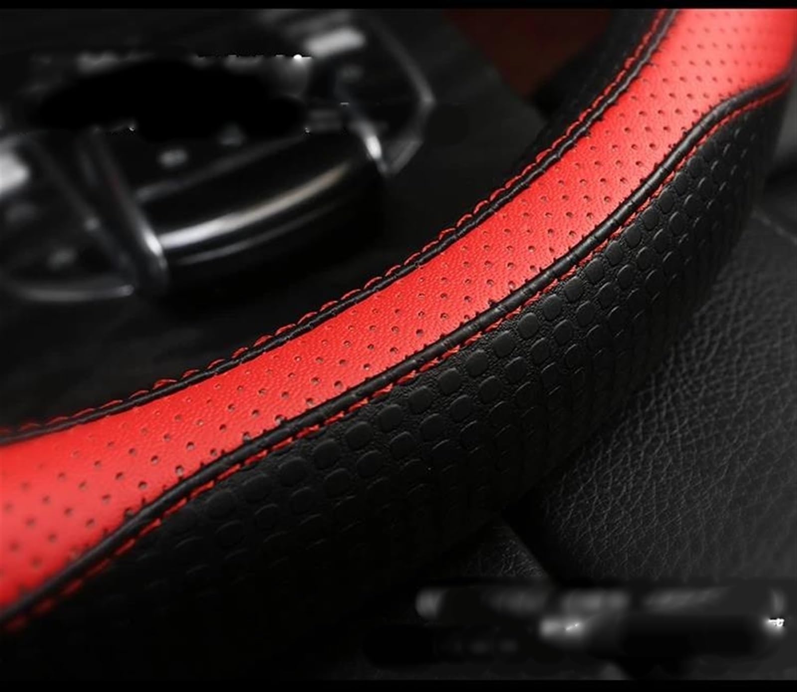 Auto-Lenkrad-Abdeckung, Kohlefaser + PU-Leder, 3D, rutschfest, Auto-Zubehör, Innenausstattung Für Peugeot 3008 4008 5008(Red3) von HTRHHNF