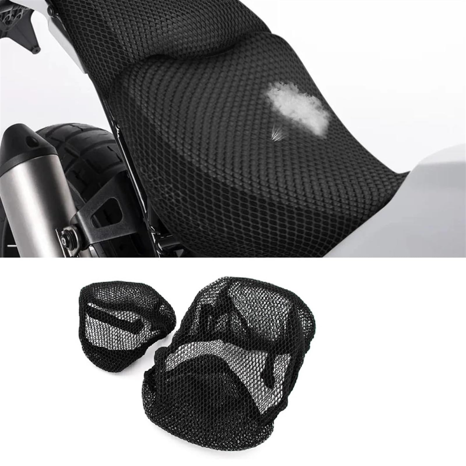 HTRHHNF 3D Mesh Stoff Waben Nylon Kissen Atmungsaktiv Für Ducati Desert X 2022-2023 Zubehör Motorrad Sitzbezüge von HTRHHNF