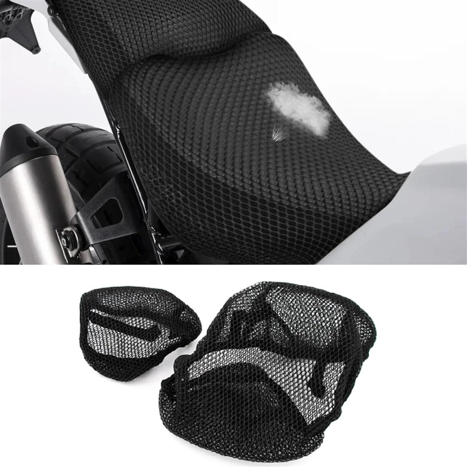 Motorrad-Sitzbezüge, 3D-Mesh-Stoff, Waben-Nylon-Kissen, Atmungsaktiv, Für Ducati Desert X DesertX 2022–2023 von HTRHHNF