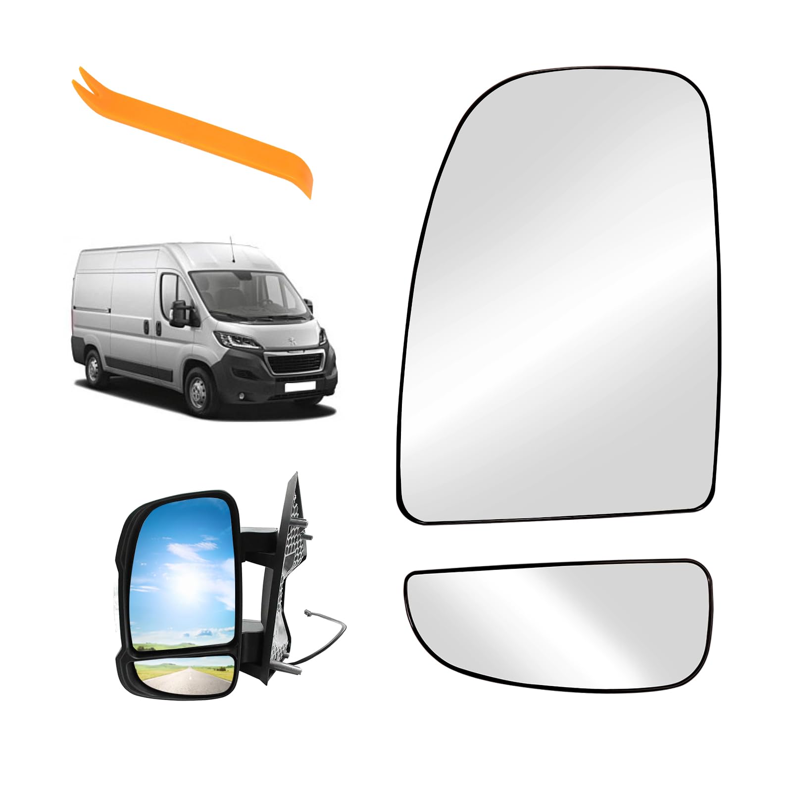 Spiegelglas Ersatz für Ducato Jumper Boxer Movano C 2006-2023 Beheizbar Konvex Ersatzspiegelglas Außenspiegel Glas Links Fahrerseite Asphärisch Rückspiegelglas Umkehrlinse Rückfahrglas Spiegel(Links) von HTTYHT