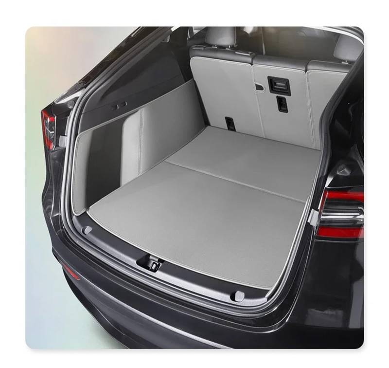 Auto Kofferraummatte Für Tesla Für Modell Y Auto Nach Stamm Matte Langlebig Leder Teppich Zurück Speicher Trunk Cargo Matte Zubehör Kofferraum Schutzmatte(Gray) von HTUHBCX