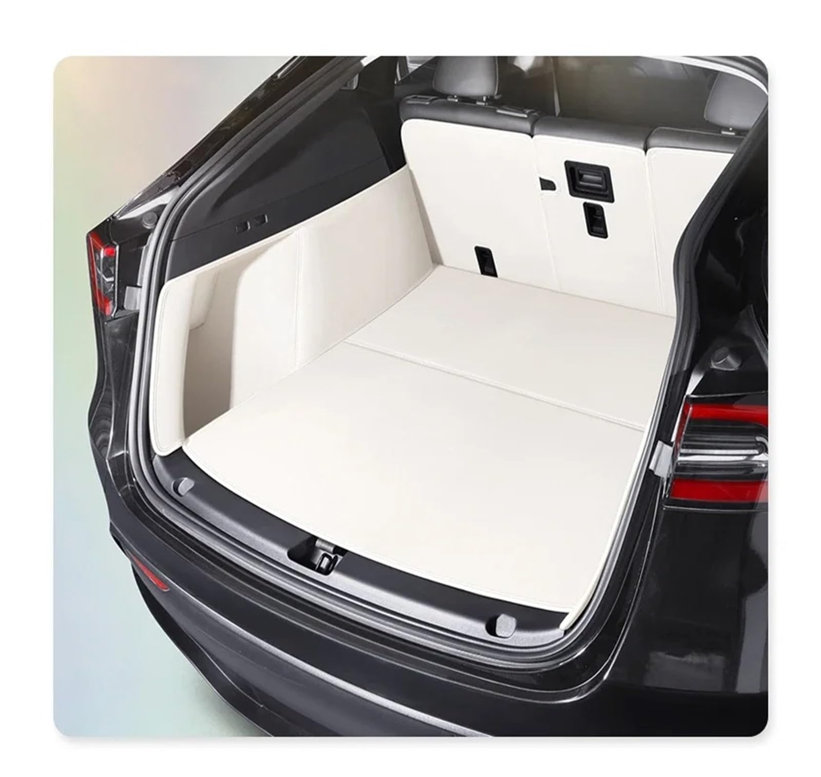 Auto Kofferraummatte Für Tesla Für Modell Y Auto Nach Stamm Matte Langlebig Leder Teppich Zurück Speicher Trunk Cargo Matte Zubehör Kofferraum Schutzmatte(White) von HTUHBCX