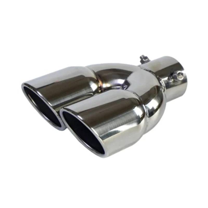 Doppelter Auslass Auto-Auspuffrohrspitze Schalldämpfer Endrohr universeller Edelstahl-Auspuffsystem-Einlass 60 mm 75 mm(63MM Silver) von HTUHBCX