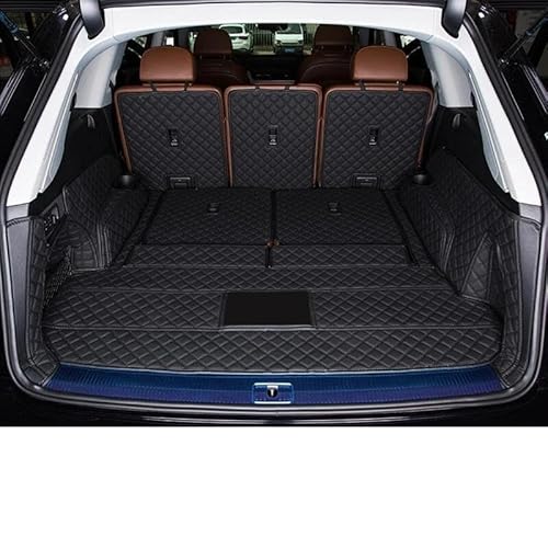 Kofferraumwanne Teppich Auto Hohe Seite Stamm Matten Auto Stamm Matten Cargo-Liner Fach Fracht Teppiche Accesorios Für Q7 7 Sitzer 2022 Laderaumwanne(Black,Full Enclosed) von HTUHBCX