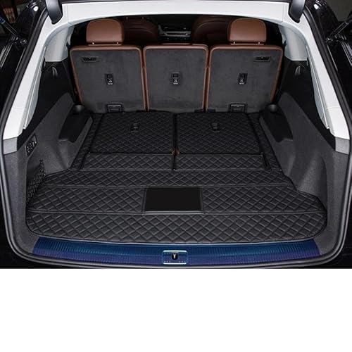 Kofferraumwanne Teppich Auto Hohe Seite Stamm Matten Auto Stamm Matten Cargo-Liner Fach Fracht Teppiche Accesorios Für Q7 7 Sitzer 2022 Laderaumwanne(Black,Main pad) von HTUHBCX