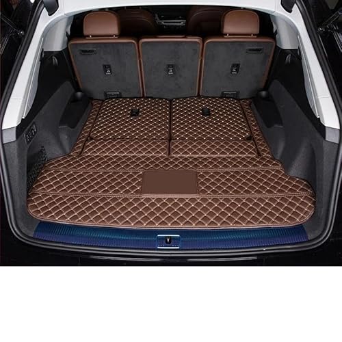 Kofferraumwanne Teppich Auto Hohe Seite Stamm Matten Auto Stamm Matten Cargo-Liner Fach Fracht Teppiche Accesorios Für Q7 7 Sitzer 2022 Laderaumwanne(Brown,Main pad) von HTUHBCX