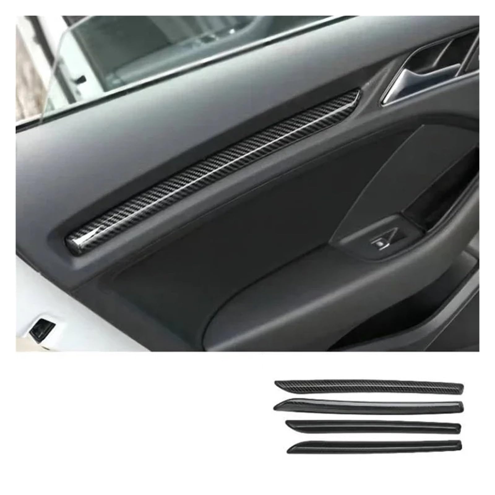 Mittelkonsole Trim Für A3 8V S3 2014 2015 2016 2017 2018 2019 2020 Center Console Dashboard Trim Streifen Auto Tür Dekoration Abdeckung Aufkleber Control Panel Trim(4PCS Black) von HTUHBCX