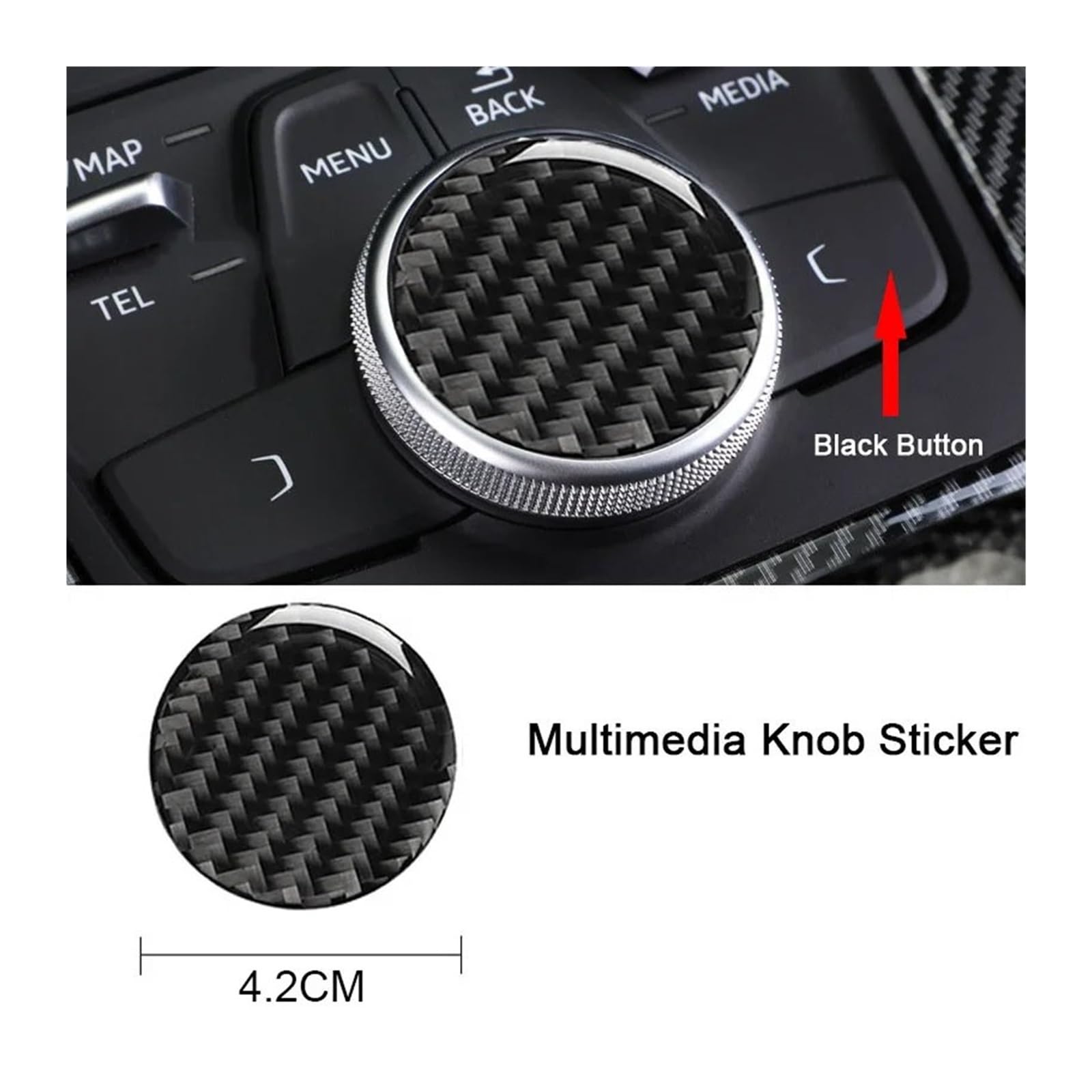 Mittelkonsole Trim Für A4 B9 A5 A6 C7 A3 2012 2013 2014 2015 2016 2017 2018 2019 Carbon Fiber Auto Multimedia Knopf Aufkleber Zentrale Steuerung Aufkleber Decor Control Panel Trim(42mm For A4 A5 17-19 von HTUHBCX