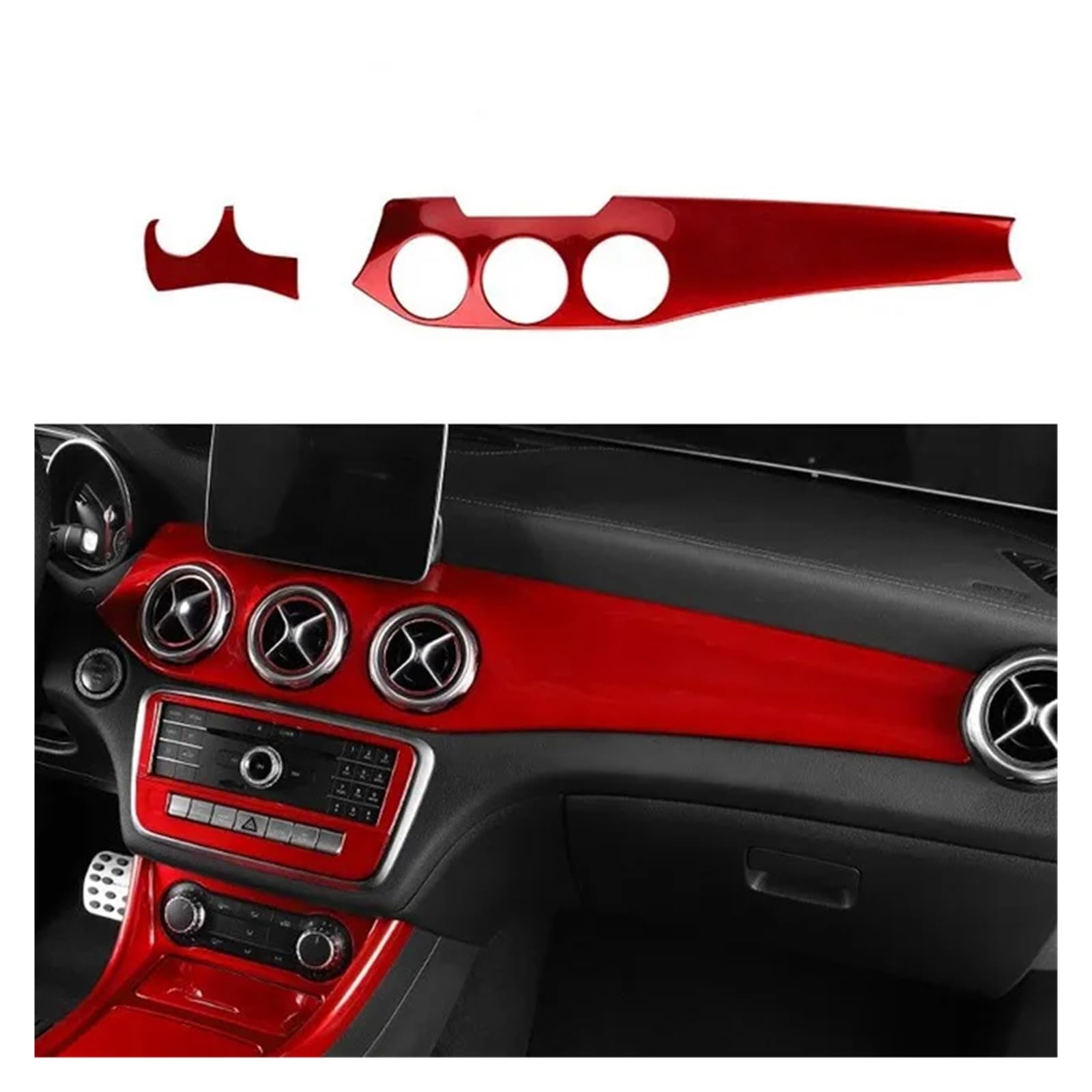 Mittelkonsole Trim Für C&LA 250 W117 Für G&LA 220 Für C&LA 45Air Auto Zentrale Steuerung Paneloutlet Abdeckung Instrument Trim Streifen Control Panel Trim(Bright red 2) von HTUHBCX