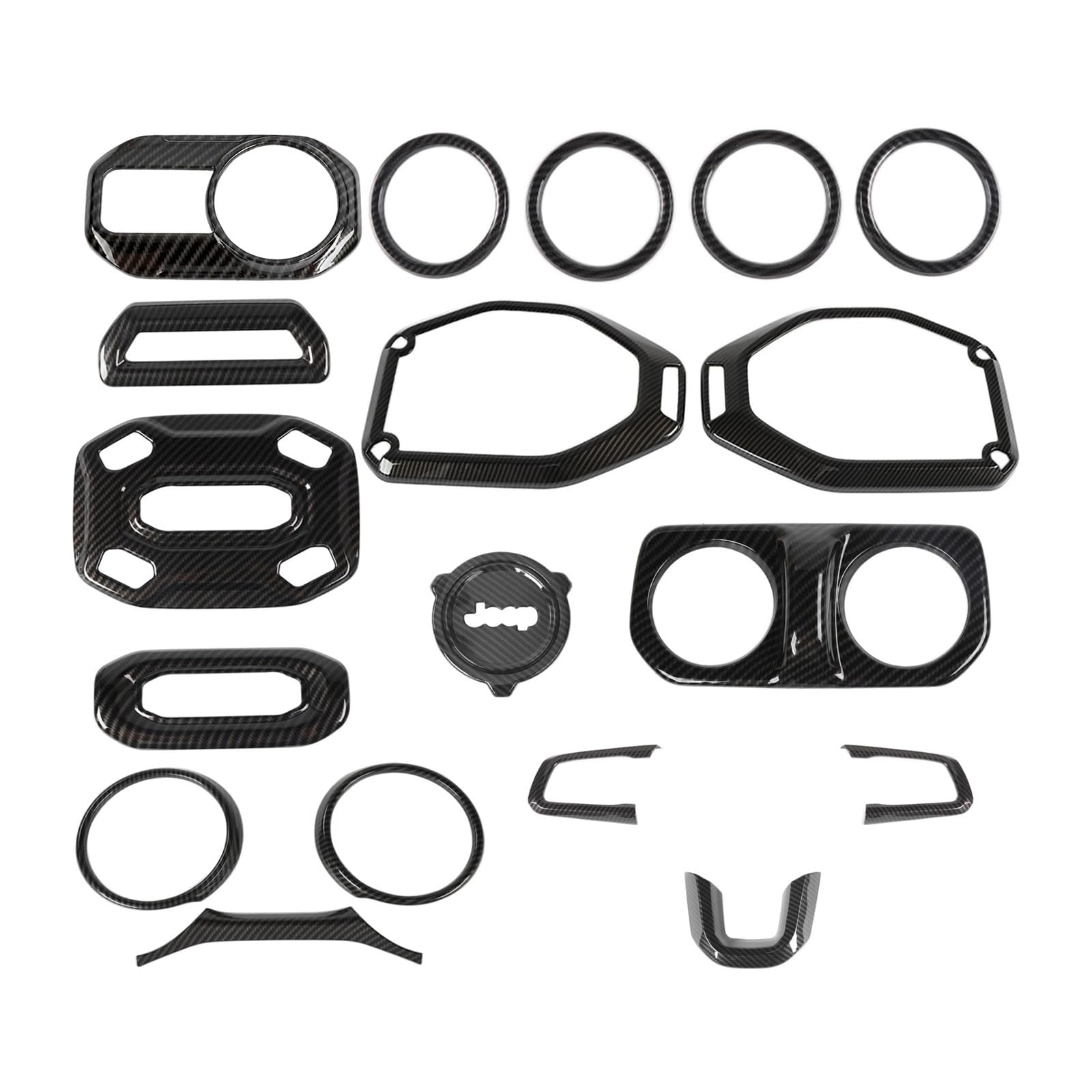 Mittelkonsole Trim Für J&eep Für W&Rangler Für J&L 2018 2019 Für G&ladiator Für JT 2020 2021 2022 2023 Auto Innen Dekoration Abdeckung Trim Zubehör Kits Control Panel Trim(Carbon Fiber Look) von HTUHBCX