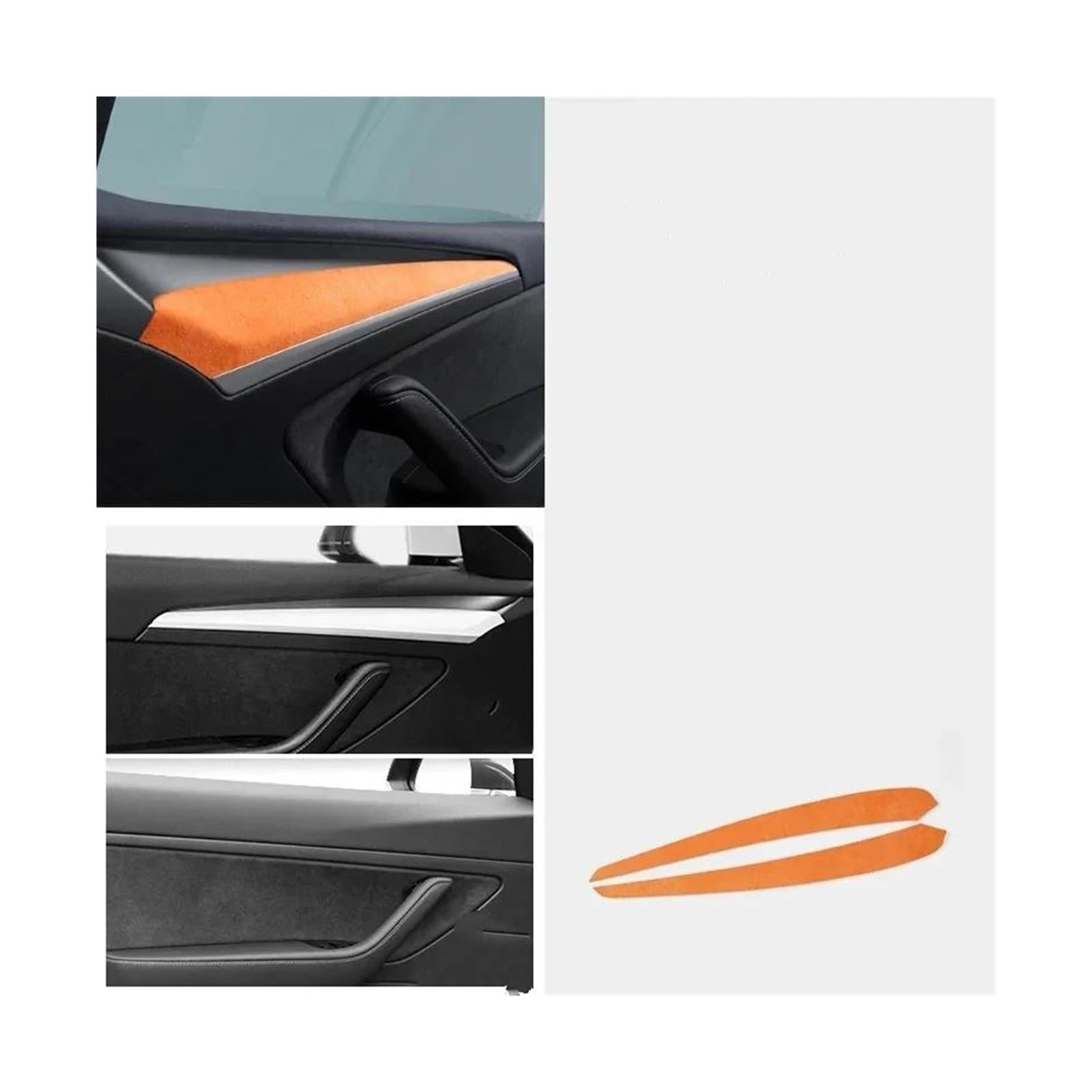 Rahmen Trim Aufkleber Auto Dashboard Panel Trim Streifen Aufkleber Innen Zubehör Für Tesla Für Modell Für Y 3 2022 2023 2019 2020 2021 Auto Innenraum Rahmen(2969 orange Door) von HTUHBCX