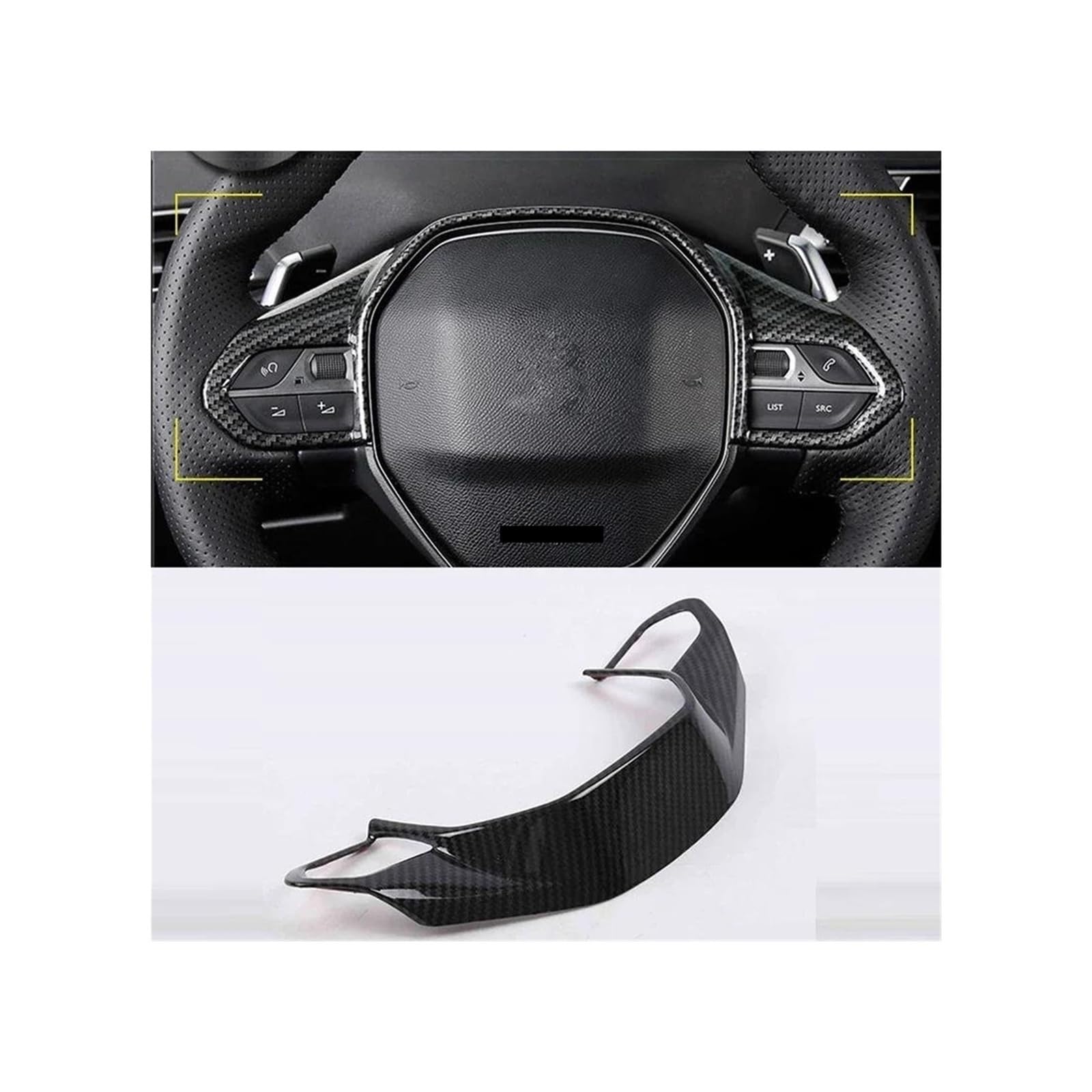 Rahmen Trim Aufkleber Auto Lenkrad Taste Panel Abdeckung Trim Für Peugeot 3008GT 5008GT 3008 5008 Für GT 2021 2022 2017 2019 2020 2018 2023 Auto Innenraum Rahmen(Carbon Fibre) von HTUHBCX