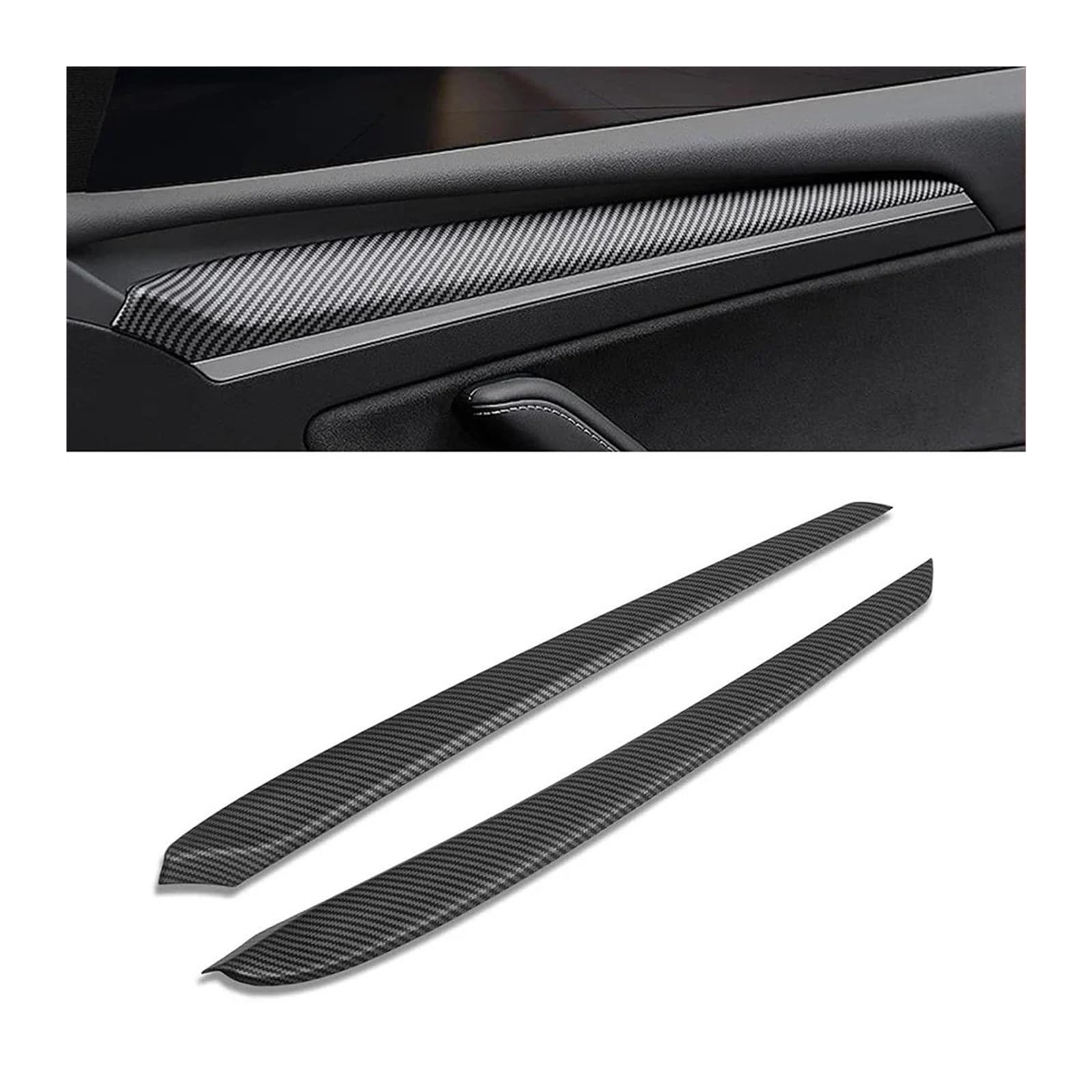 Rahmen Trim Aufkleber Für Tesla Für Modell 3 Für Modell Für Y 2021 2022 2023 Auto Front Interior Dashboard Tür Side Trim Abdeckung Matte Carbon Fiber ABS Auto Innenraum Rahmen(Matte Carbon Fiber) von HTUHBCX