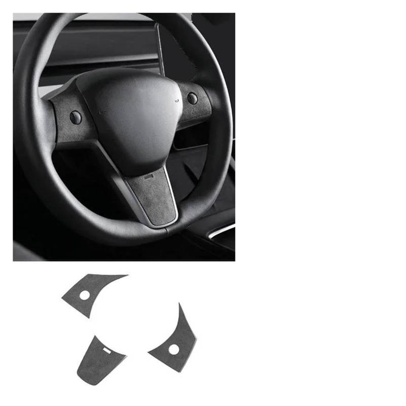 Rahmen Trim Aufkleber Für Tesla Für Modell 3 Für Y 2019 2020 2021 2022 Auto Innen Lenkrad Tasten Panel Trim Aufkleber Tuning Zubehör Auto Innenraum Rahmen(Black 9002) von HTUHBCX