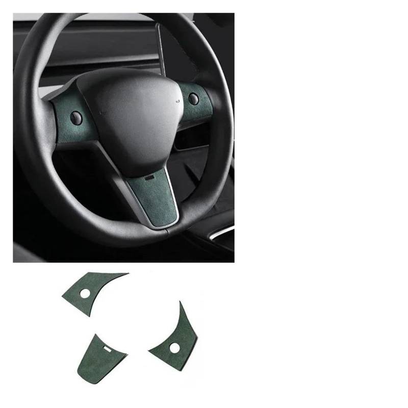 Rahmen Trim Aufkleber Für Tesla Für Modell 3 Für Y 2019 2020 2021 2022 Auto Innen Lenkrad Tasten Panel Trim Aufkleber Tuning Zubehör Auto Innenraum Rahmen(Green 9073) von HTUHBCX