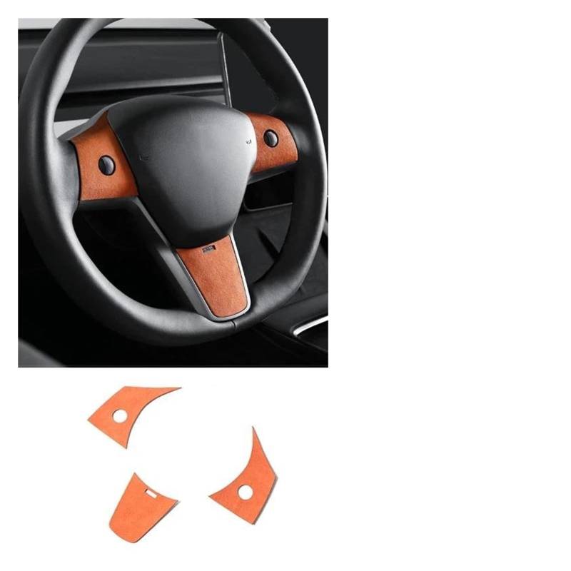 Rahmen Trim Aufkleber Für Tesla Für Modell 3 Für Y 2019 2020 2021 2022 Auto Innen Lenkrad Tasten Panel Trim Aufkleber Tuning Zubehör Auto Innenraum Rahmen(Orange 2969) von HTUHBCX