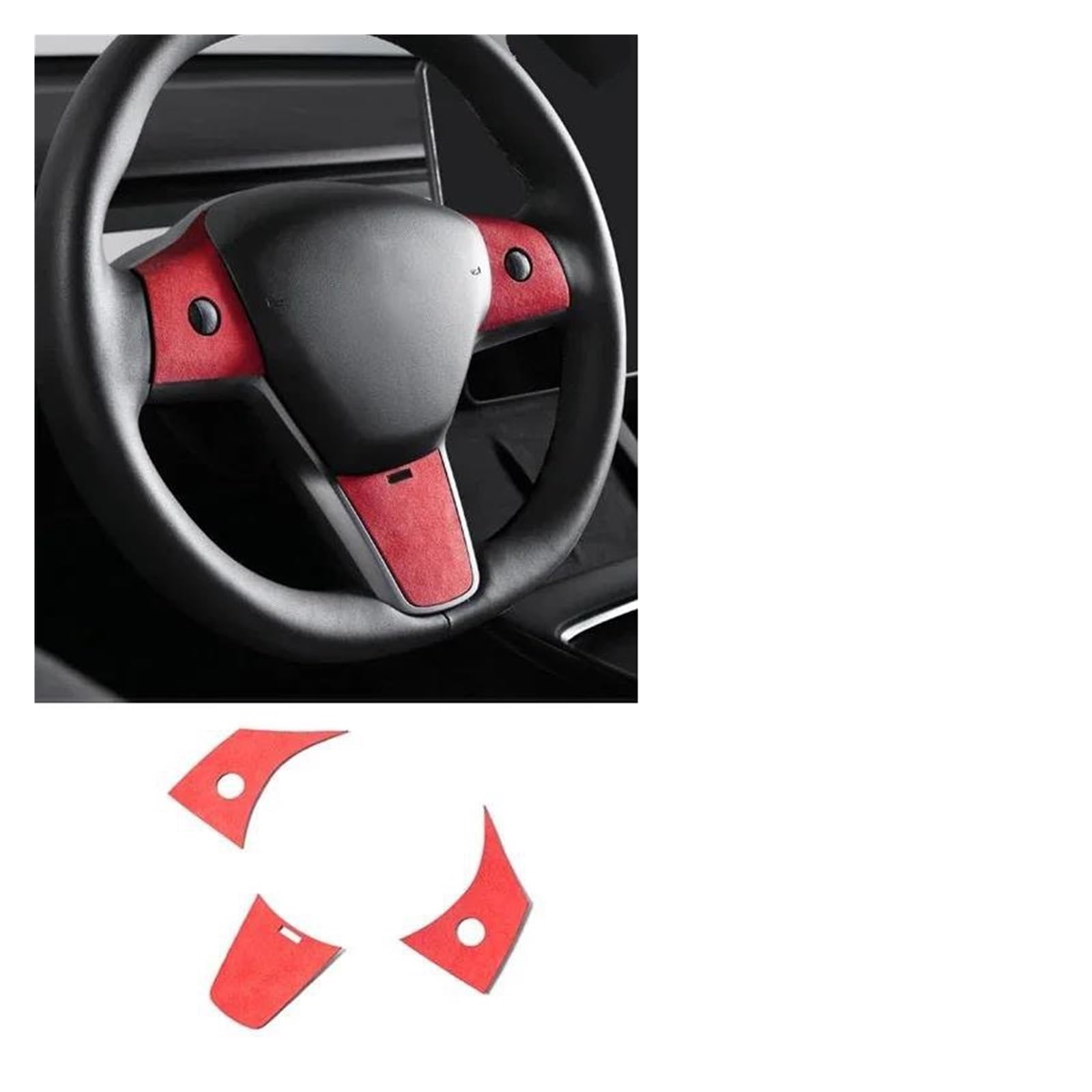 Rahmen Trim Aufkleber Für Tesla Für Modell 3 Für Y 2019 2020 2021 2022 Auto Innen Lenkrad Tasten Panel Trim Aufkleber Tuning Zubehör Auto Innenraum Rahmen(Red 4996) von HTUHBCX