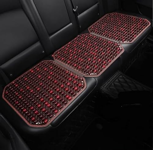 Auto Sitzauflage für Hobby Optima OnTour Alkoven,Holzperlen Auto Sitzkissen Fahrersitz Schonbezug Perlen Autositzbezüge Summer Cool Atmungsaktiv Autozubehör,Red-Rear seat cushion von HTZSQ