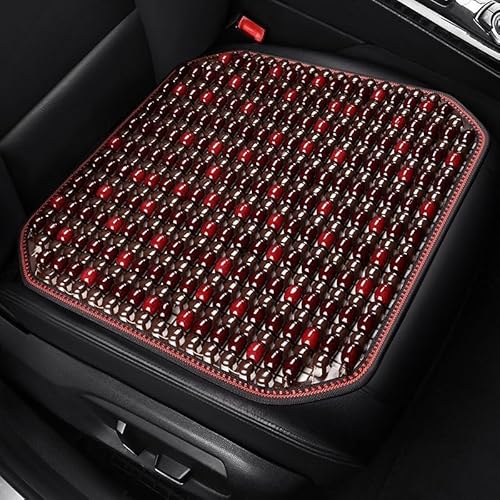 HTZSQ Auto Sitzauflage für FIAT Ducato Dethleffs 2.8 JTD,Holzperlen Auto Sitzkissen Fahrersitz Schonbezug Perlen Autositzbezüge Summer Cool Atmungsaktiv Autozubehör,Red-Seat cushion von HTZSQ