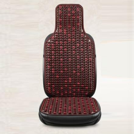 HTZSQ Auto Sitzauflage für Ford Nugget Hochdach,Holzperlen Auto Sitzkissen Fahrersitz Schonbezug Perlen Autositzbezüge Summer Cool Atmungsaktiv Autozubehör,Red-Seat cushion+Backrest von HTZSQ