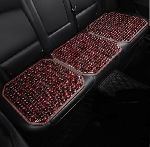 HTZSQ Auto Sitzauflage für Lexus UX Series (all),Holzperlen Auto Sitzkissen Fahrersitz Schonbezug Perlen Autositzbezüge Summer Cool Atmungsaktiv Autozubehör,Red-Rear seat cushion von HTZSQ