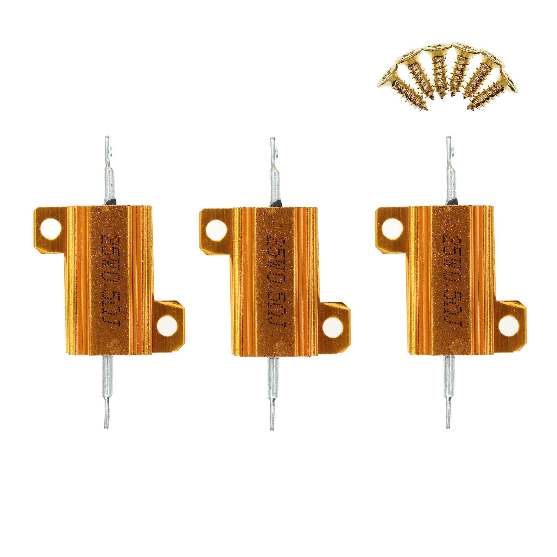 3 Stück 25W 0,5 Ohm Hochleistungs-Drahtwiderstand mit Aluminiumgehäuse und Schrauben von HUABAN