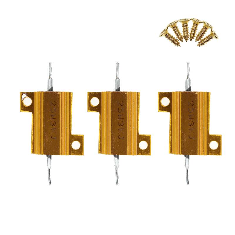 3 Stück 25W 3K Ohm Hochleistungs-Drahtwiderstand mit Aluminiumgehäuse und Schrauben von HUABAN