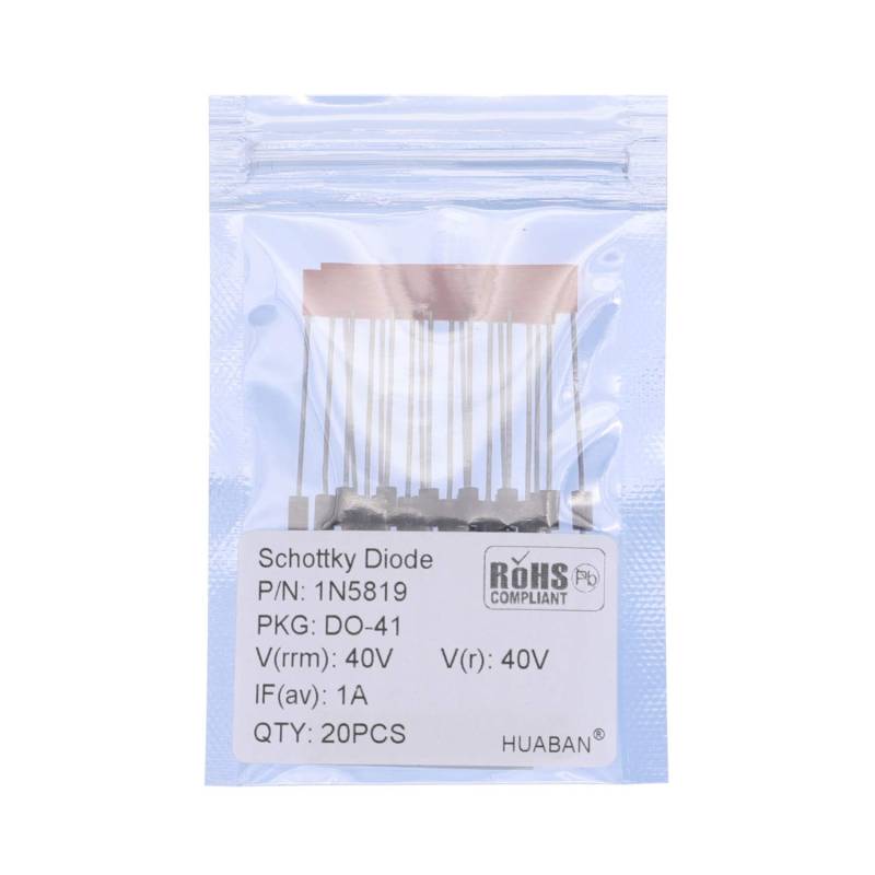 HUABAN 20PCS 1N5819 Schottky Barrier Rectifier Diodes 1A 40V DO-41 (DO-204AL) Axial 5819 1 Amp 40 Volt von HUABAN