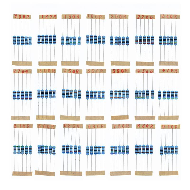 HUABAN 5 Stück * 21 Werte 1W 1 Watts 100 120 150 180 200 220 240 270 300 330 360 390 430 470 510 560 620 680 750 820 910 Ohm 1% Metallfilmwiderstand von HUABAN